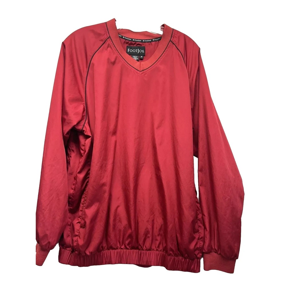 FootJoy Mens Medium Red V-Neck Pullover Golf Jacket (A3)